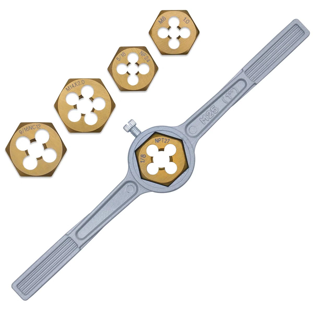 EFFICERE 86-teiliges Master Gewindebohrer und Schneideisen Set mit Premium Titan Beschichtung,SAE Größe bis 5/8 Zoll und metrische Größe bis M16,für grobe, feine Rohrgewinde, Zubehör, Metallkoffer