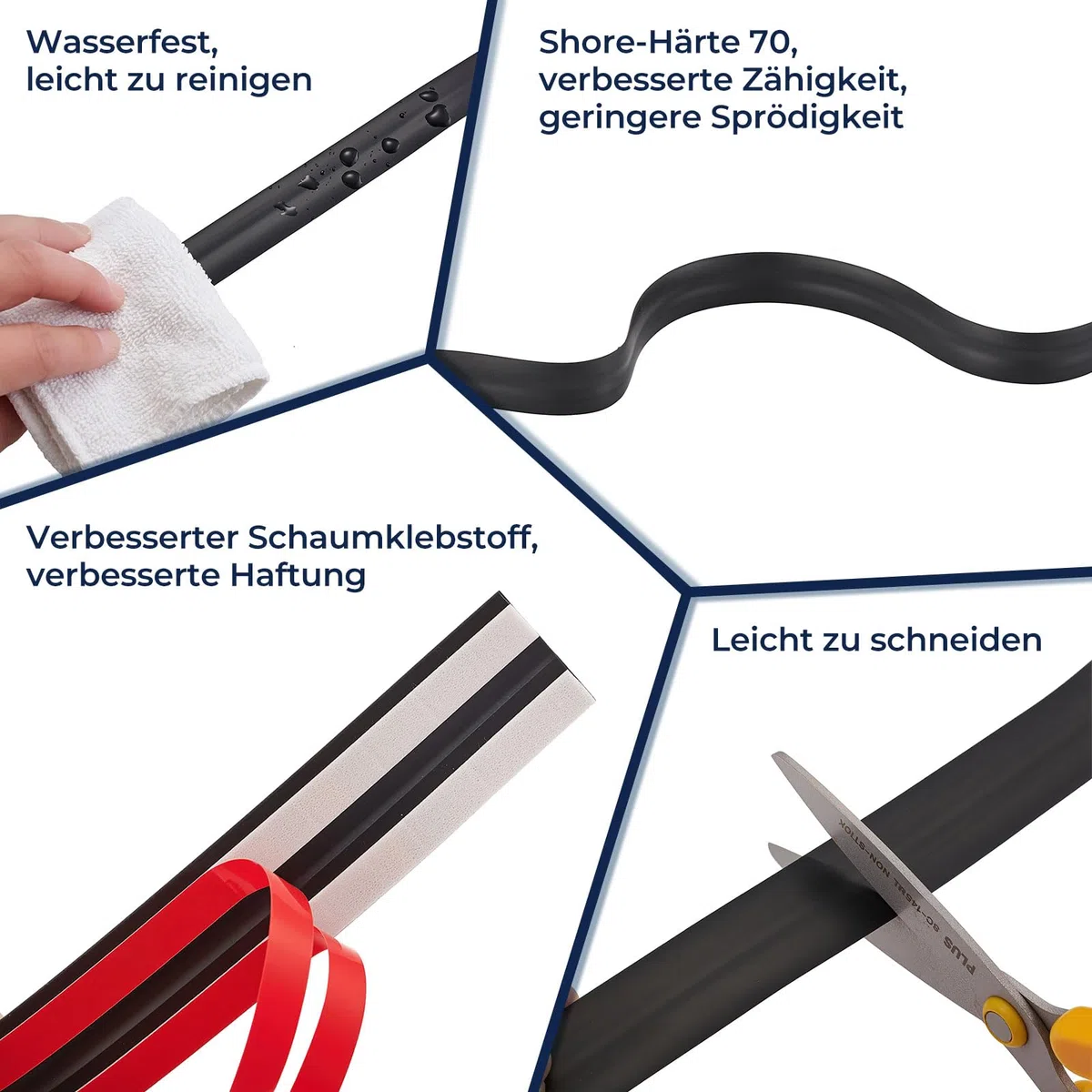 Winkelleiste selbstklebend (2cm x 6m) Schwarz –Extra stark klebender Kantenschutz aus Premium-PVC–Edles Matt-Finish, flexible Zierleiste für Wand & Möbel, Wandabschlussleiste