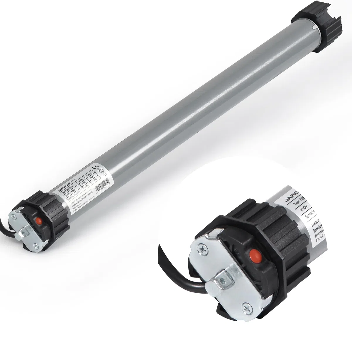 jarolift Elektronischer TDEP 20/13 Rollladenmotor Rohrmotor, SW60, Zugkraft 42 kg, Komplettset mit 8 Kant-Wellenadapter u. Lager, Blockiererkennung, Überlastungsschutz