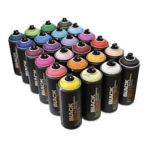 Montana BLACK Sprühfarbe, 400 ml, beliebte Farben, 24 Stück, für Graffiti und Street-Art