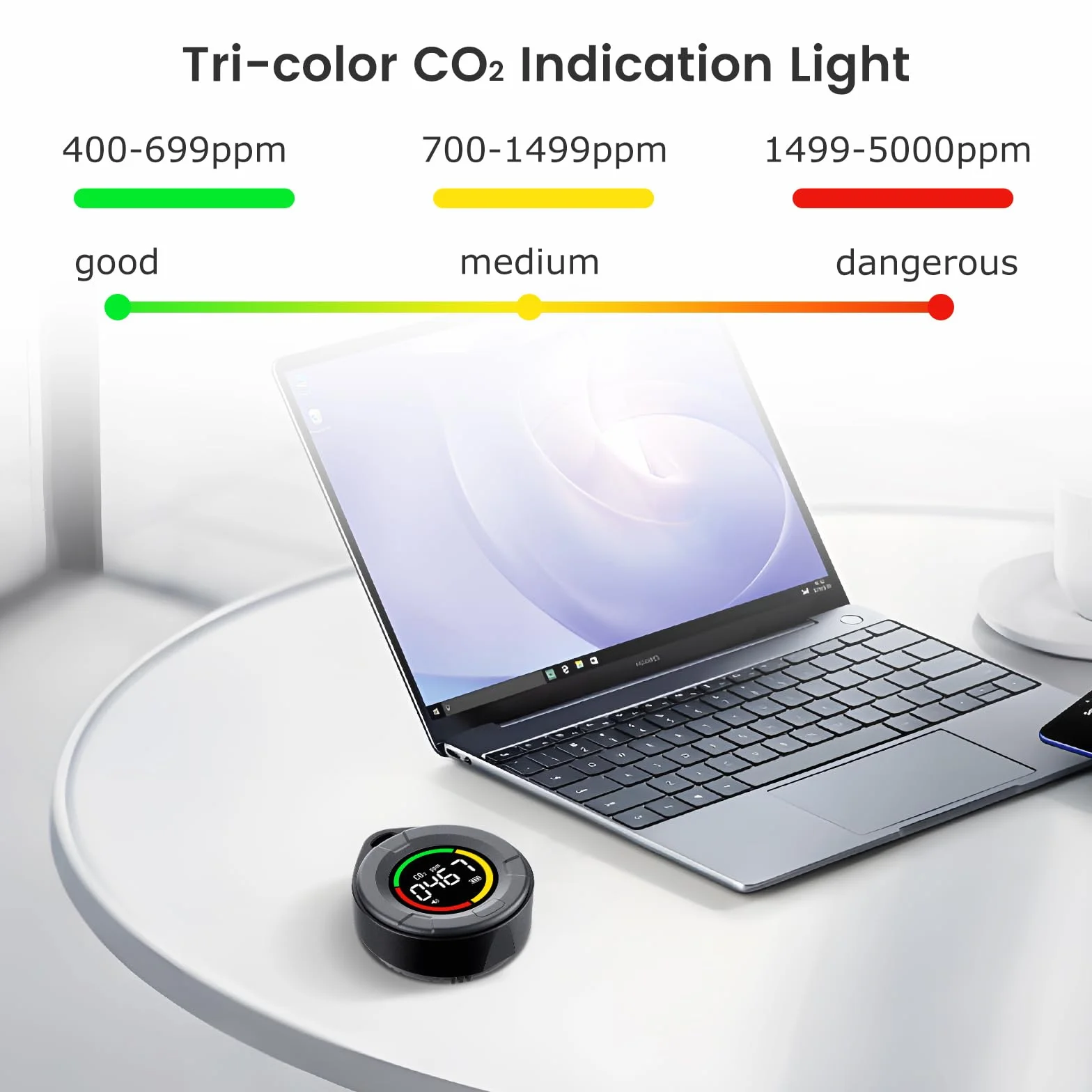 INKBIRDPLUS Tragbarer CO2 Melder, Mini CO2 Messgerät, CO2 Sensor mit Vollfarb LCD, Alarm, Automatische Kalibrierung