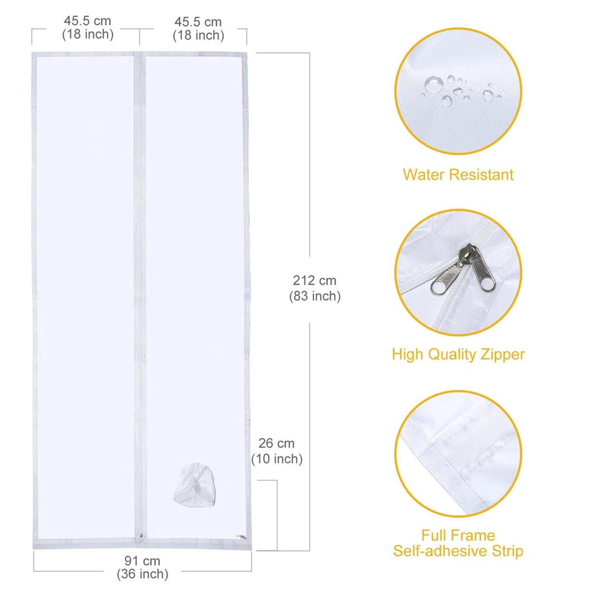 HOOMEE VP Türabdichtung für Mobile Klimaanlagen mit Abluftschlauch Verlängerung, 90x210cm