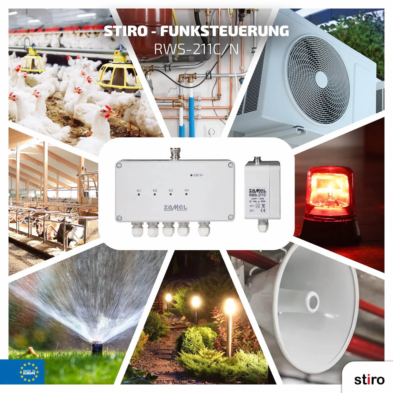 ETERO Funkschalter Set mit Sender, 4-Kanal, RWS-211C/N