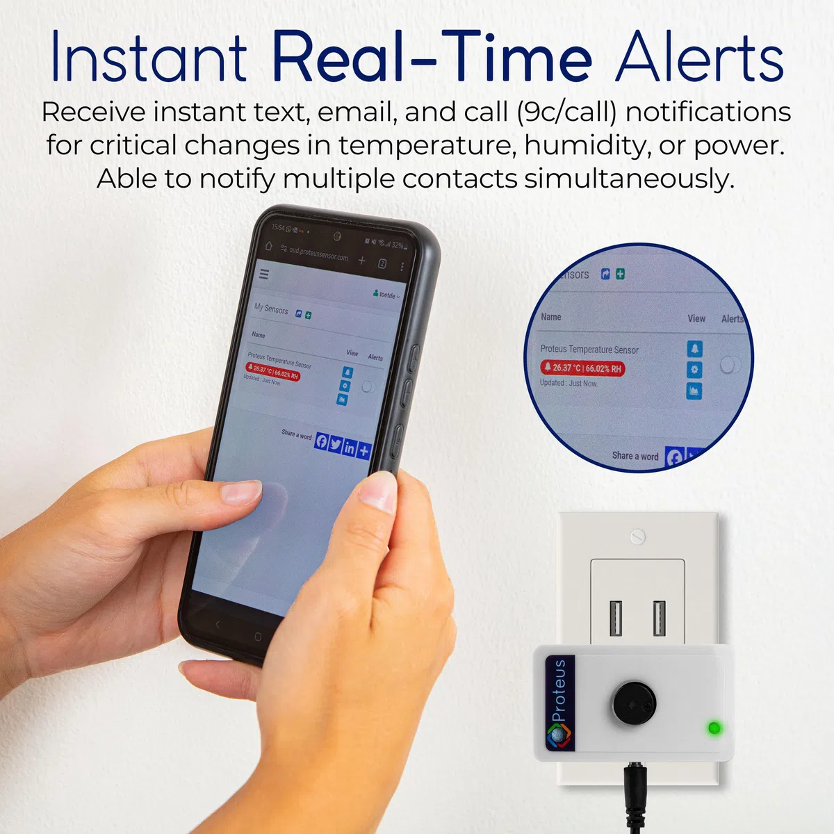 Wifi Temperature Humidity sensor with Buzzer and Email/Text Alerts
