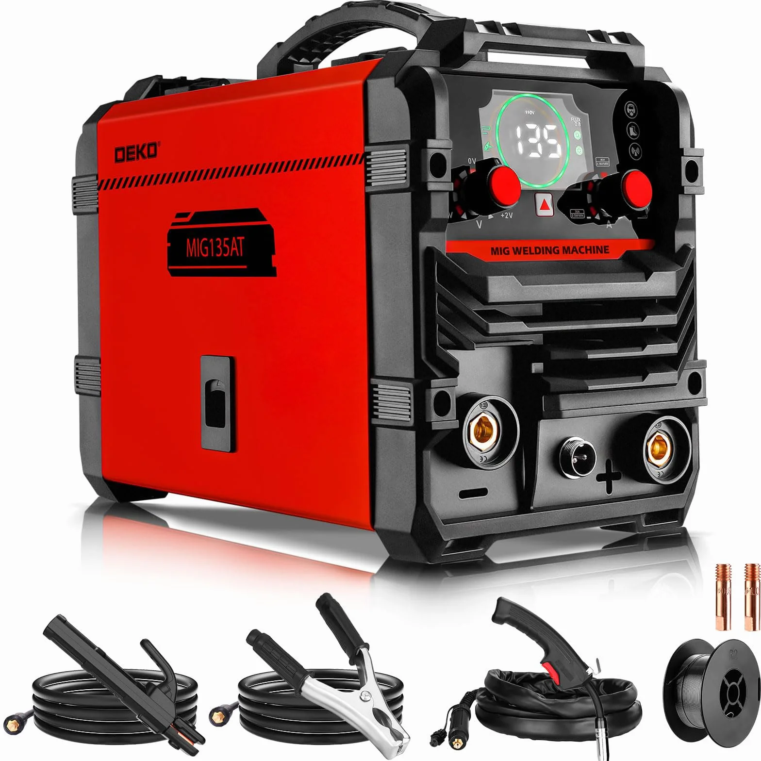 MIG Schweißgerät 135Amp: DEKOPRO 220 Volt Flusskern MIG/Lift TIG/Stick 3-in-1 Schweißmaschine IGBT-Wandler Portable Set für Hausbesitzer und Heimwerker