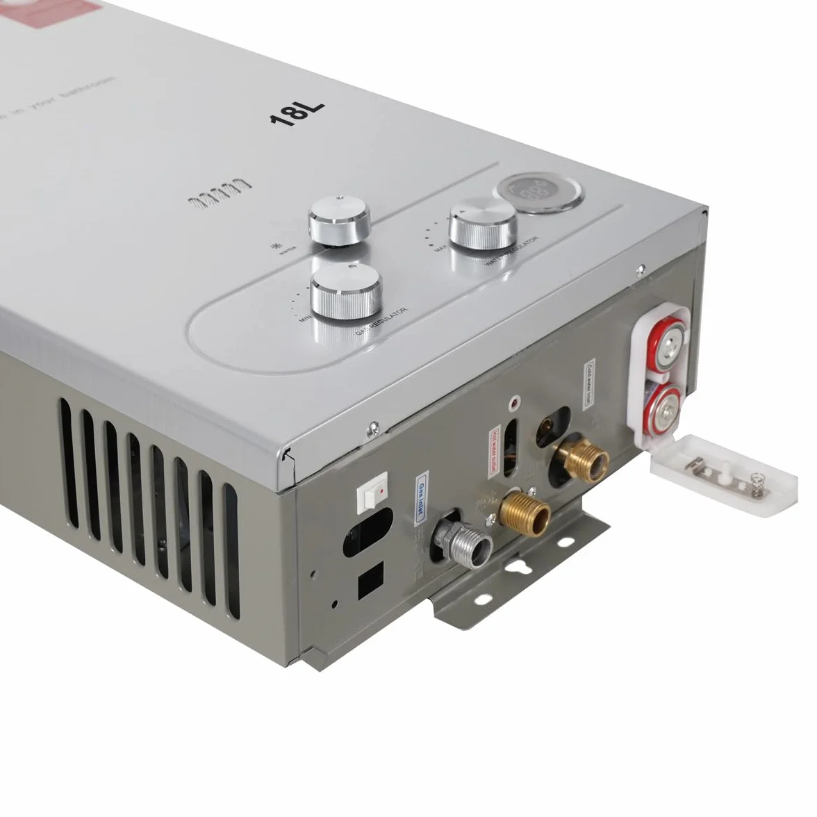 Gas Durchlauferhitzer LPG 18L 36KW Flüssiggas Warmwasserbereiter, Tankless Instant Heißwasserbereiter Gastherme mit Duschkopf Duschschlauch, für Outdoor Camping Baden RV Dusche