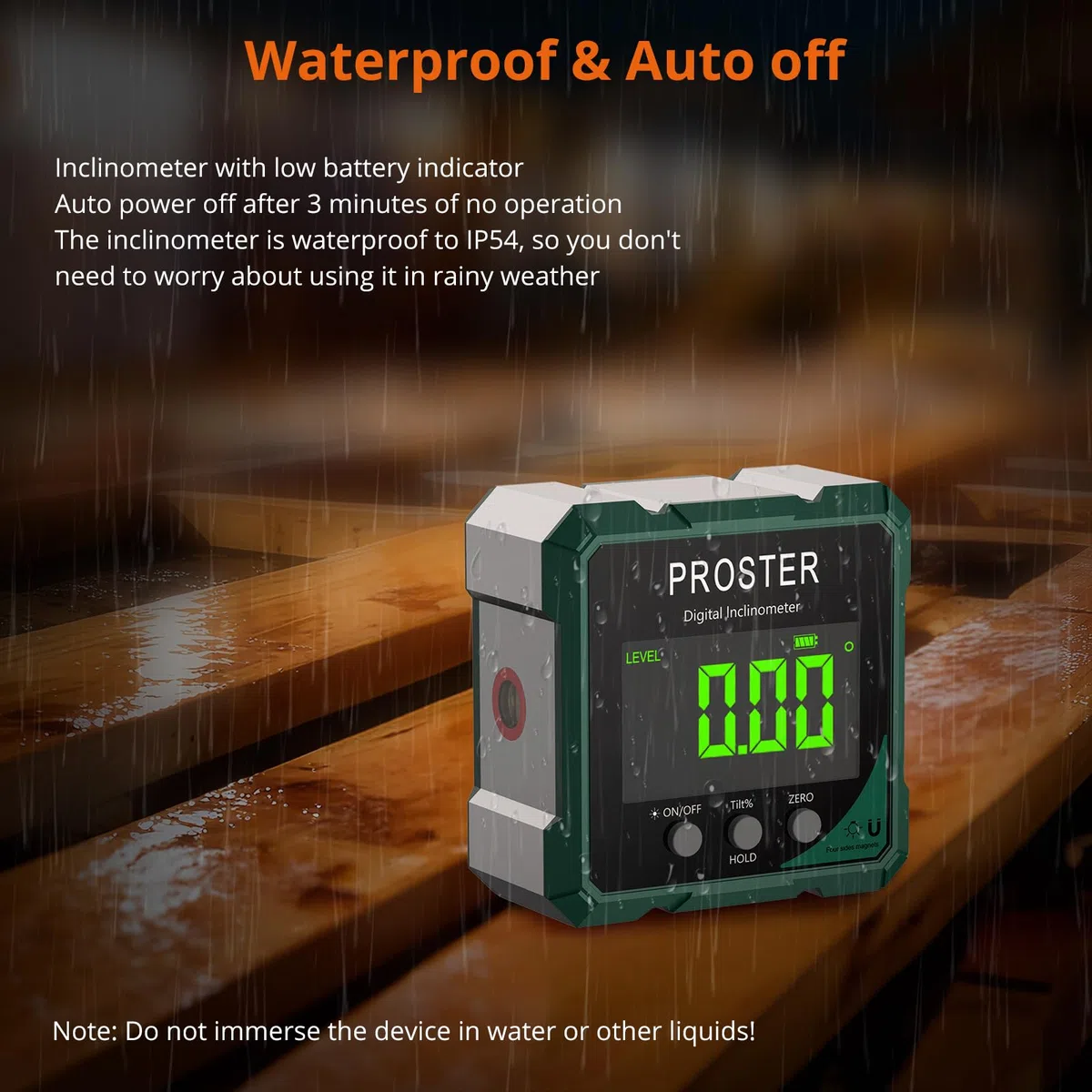Proster Digitaler Laser- Neigungsmesser Winkelmesser Digital Wasserwaage Laser Winkelmesser - Präzise Magnetisch Wiederaufladbar LCD Display Messgerät für Bau Holz Tischler Werkstatt Profi
