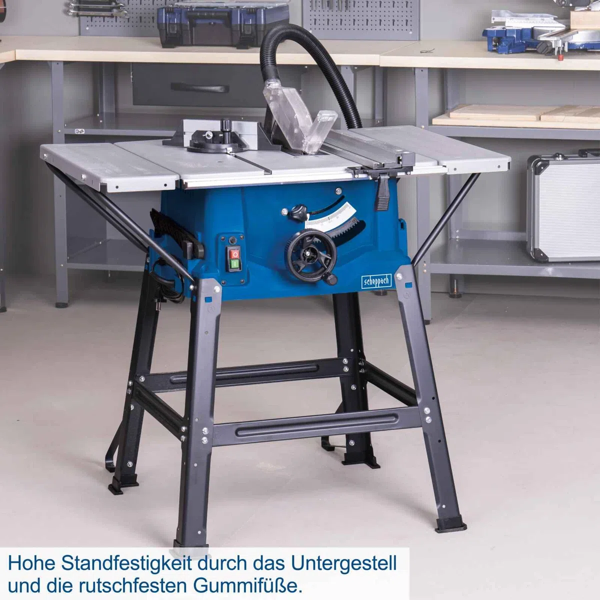 Scheppach Tischkreissäge HS100S | 230V 2000W | Schnitthöhe 85mm | Sägeblatt Ø 250mm | inkl. Tischverbreiterungen und Untergestell | Tischgröße mit Verbreiterung 642 x 940 mm | inkl. 2. Sägeblatt