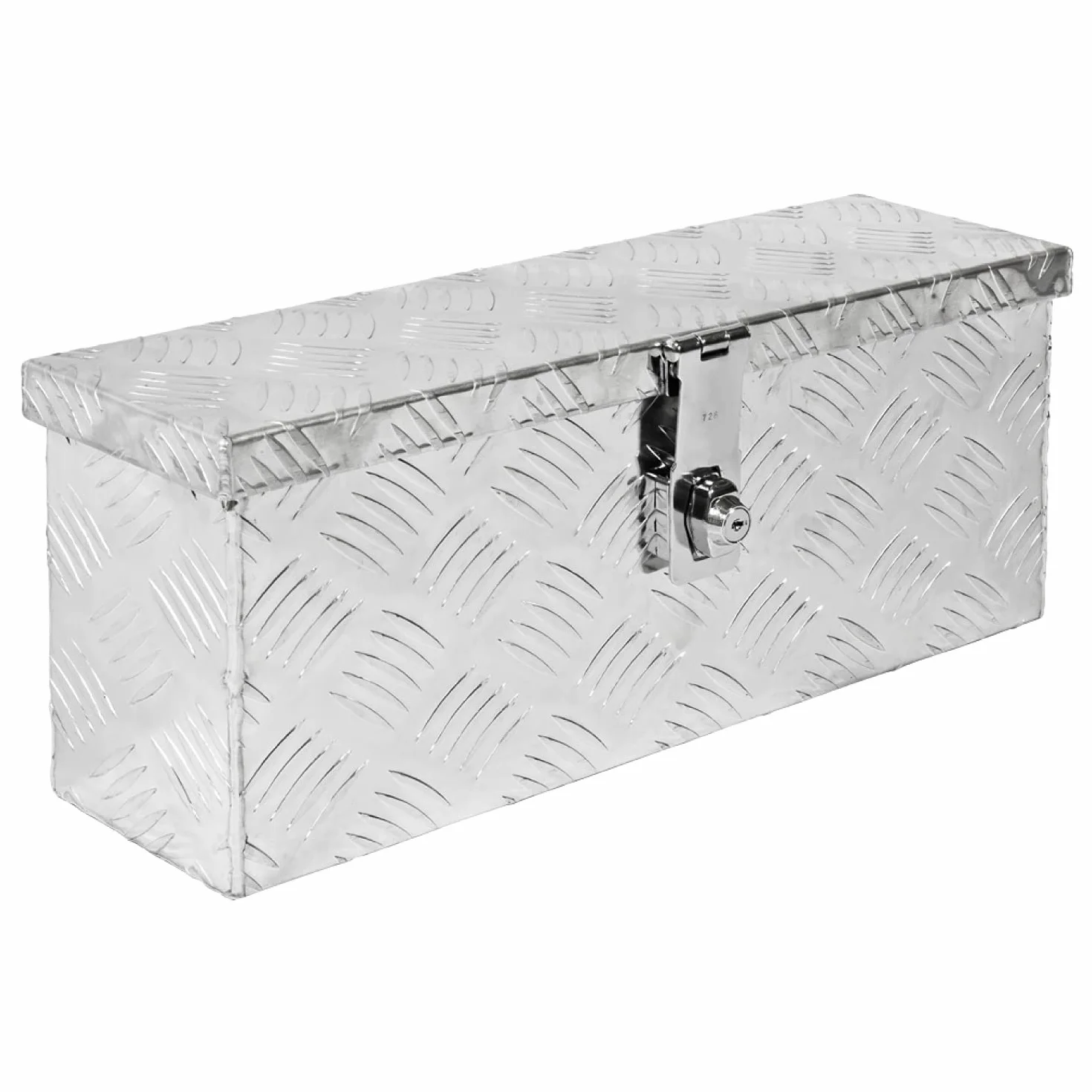 Trucky Truckbox aus Aluminium, Modell D015, 50x14x20cm, Abschließbar, Robustes Riffelblech, Deichselbox Für Werkstatt, Auto, Hobby Alu Kiste Anhängerbox