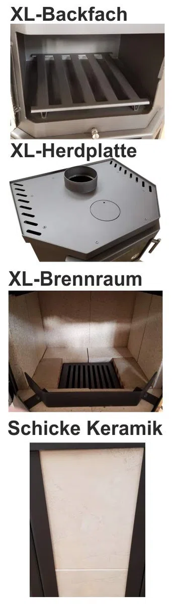 Kaminofen mit Backfach+Herdplatte Victoria Taro F schwarz – 9,51 kW