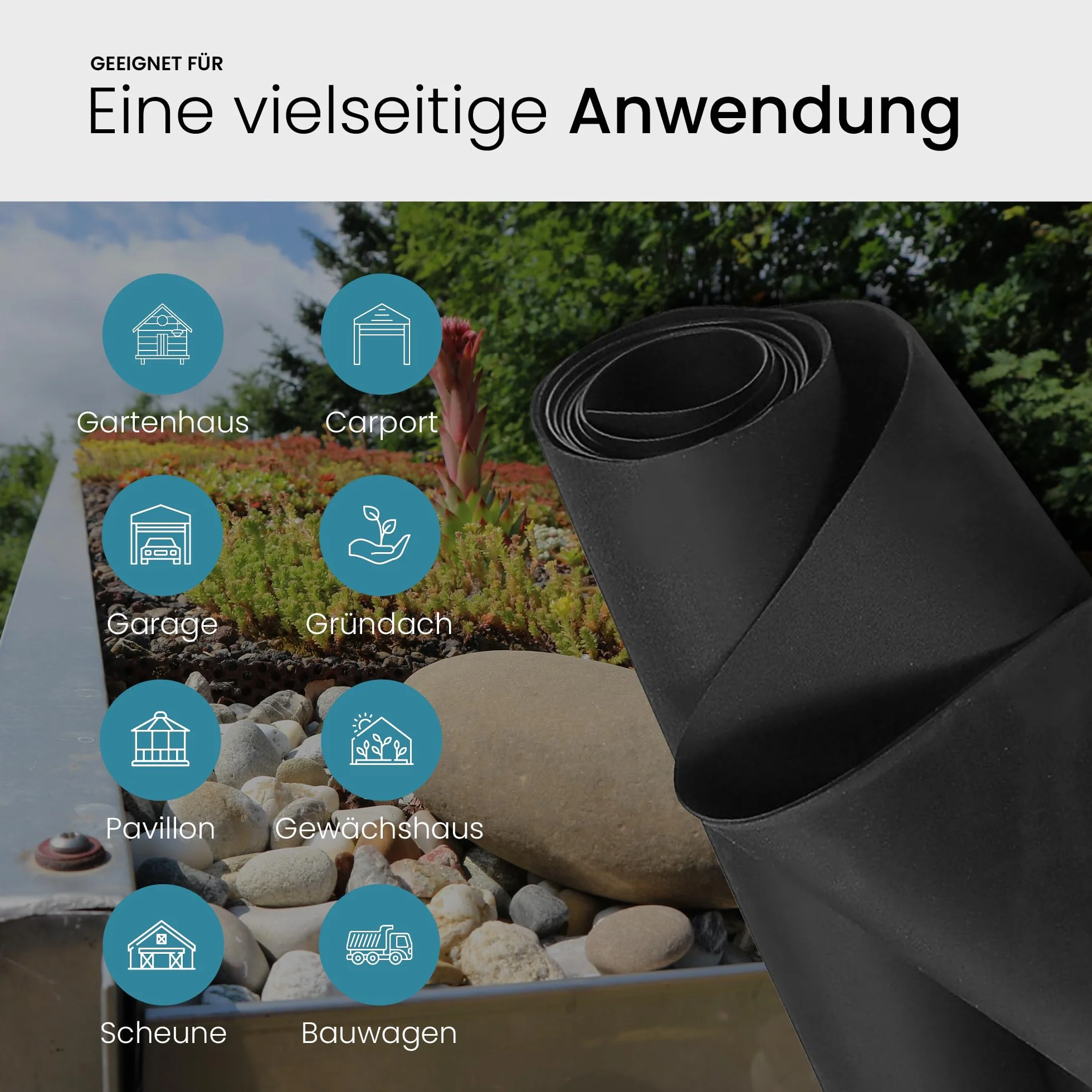 EPDM Dachfolie 1,5 mm 7,62 m x 6,5 m schwarz wasserdicht Dachabdichtung