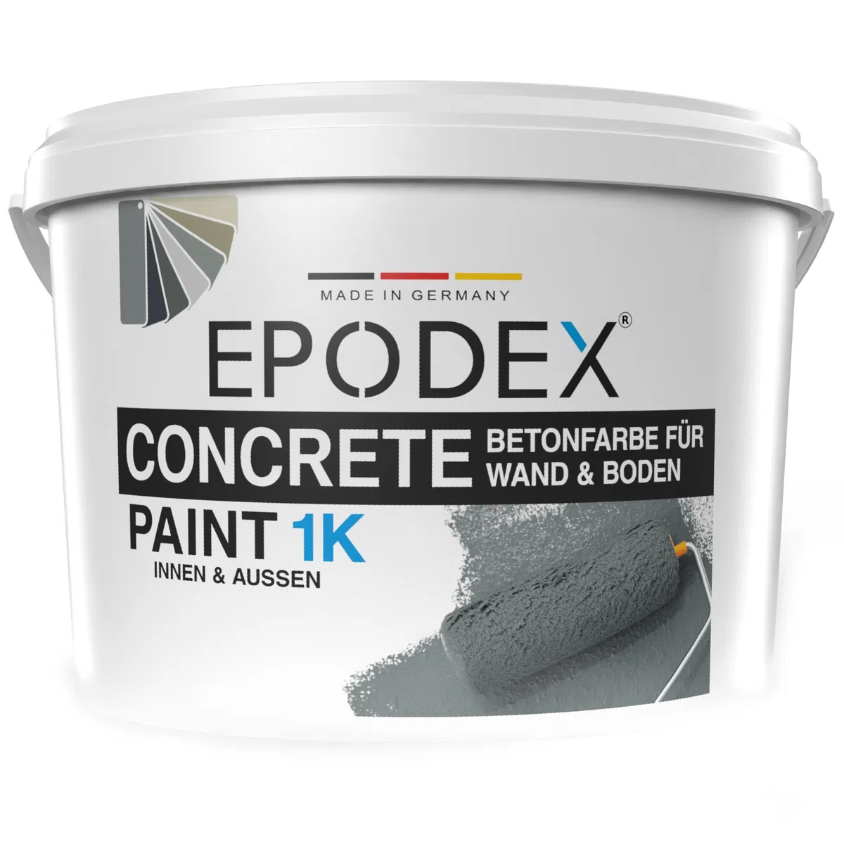 EPODEX 1K Betonfarbe, 6kg - Silbergrau - Pastell | Bodenfarbe & Wandfarbe, hochdeckend, UV-beständig, abriebfest, Innen/Außen - 48m² bei einmaligem Anstrich