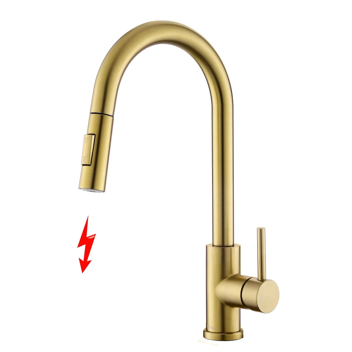Tohlar Niederdruck Armatur Küche Gold, Niederdruck Wasserhahn Küche mit Ausziehbare Brause, Mischbatterien für Küche Moderner Edelstahl Spültischarmatur