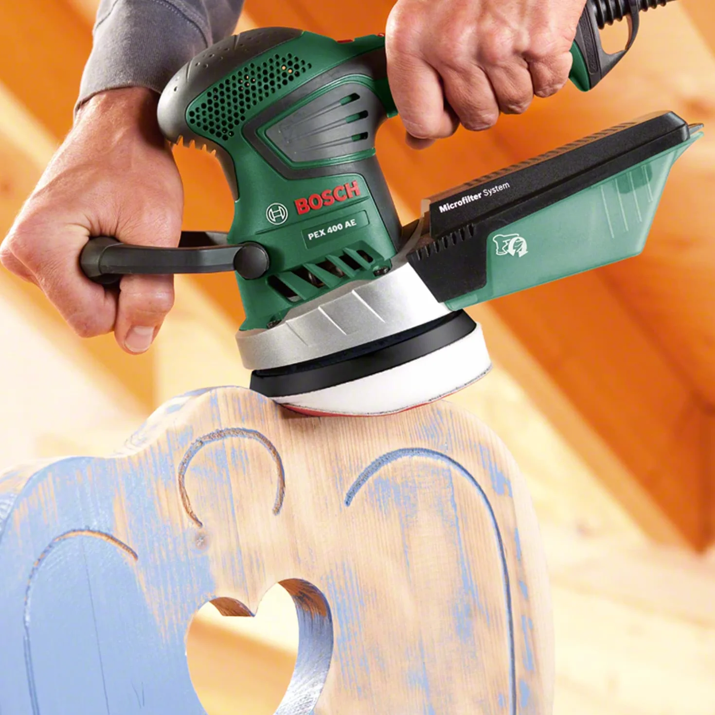 Bosch Exzenterschleifer PEX 400 AE (370 Watt, im Koffer)