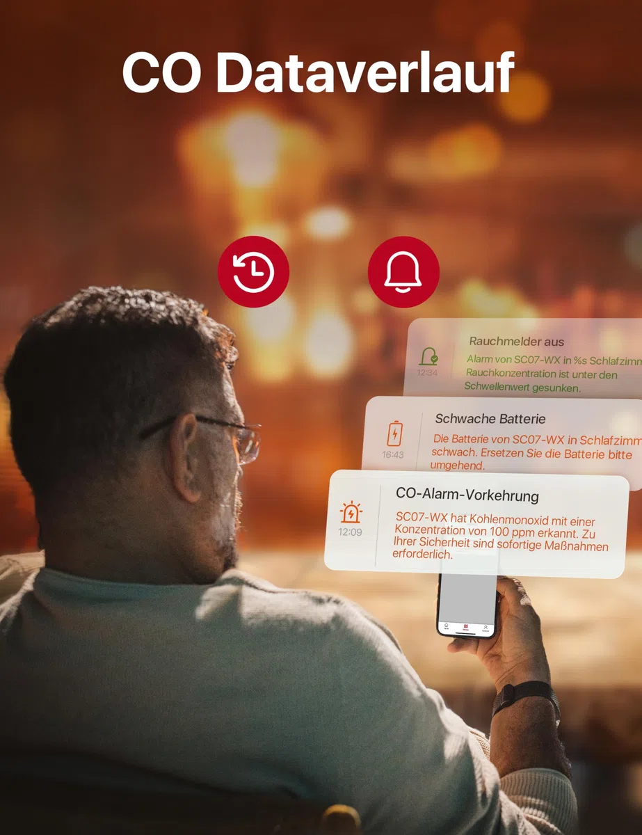 X-Sense WLAN-Rauch- und Kohlenmonoxidmelder mit austauschbarer Batterie, Smart Kombinationsmelder mit App, kompatibel mit der X-Sense Home Security-App, SC07-WX, 2er Set