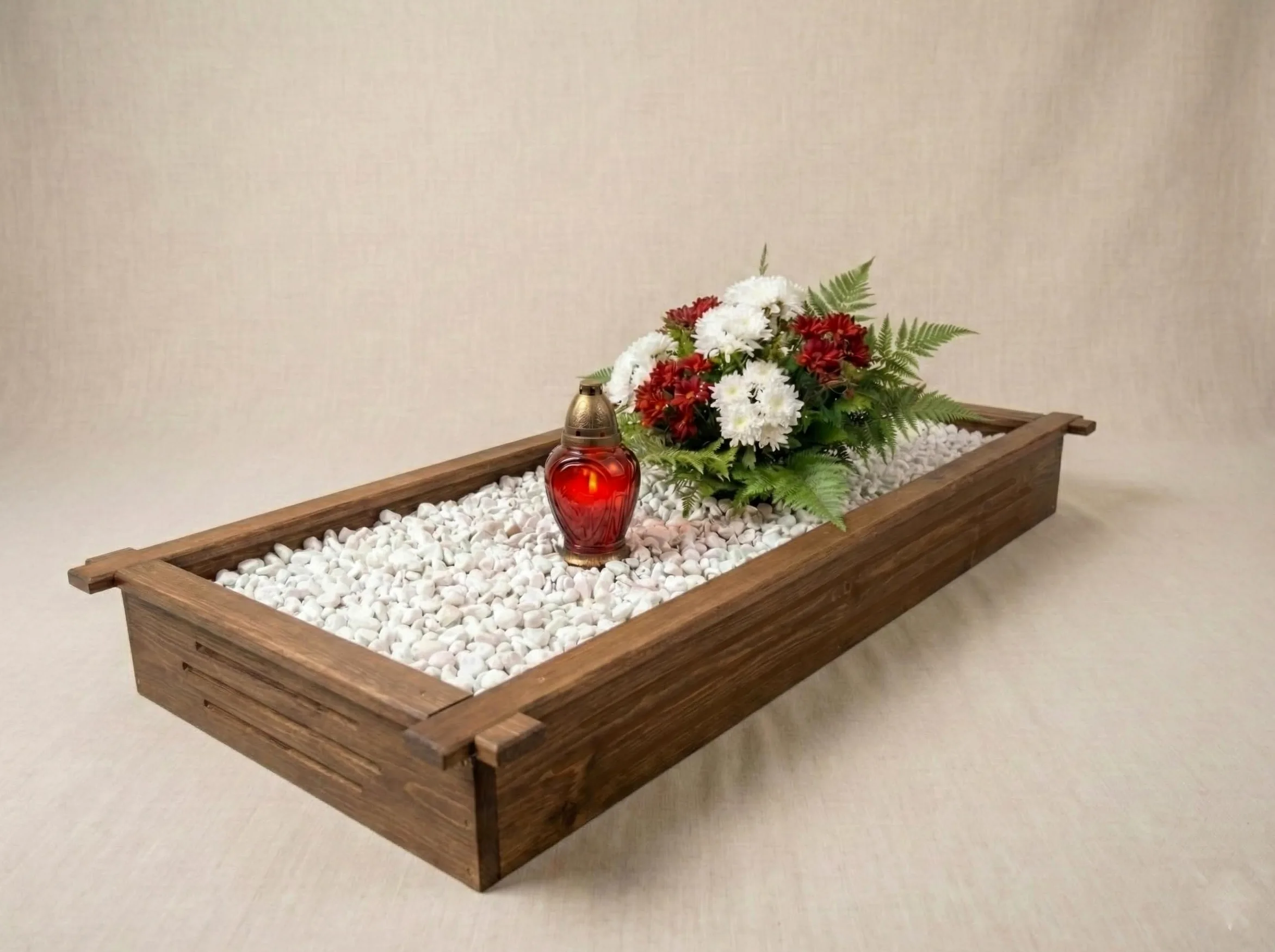Grabrahmen aus Holz – Holzrahmen für Grab – Grabumrandung 190x90x20 cm – Imprägniertes Kiefernholz – Farbe Nussbaum – Wetterfest – Einfache Montage