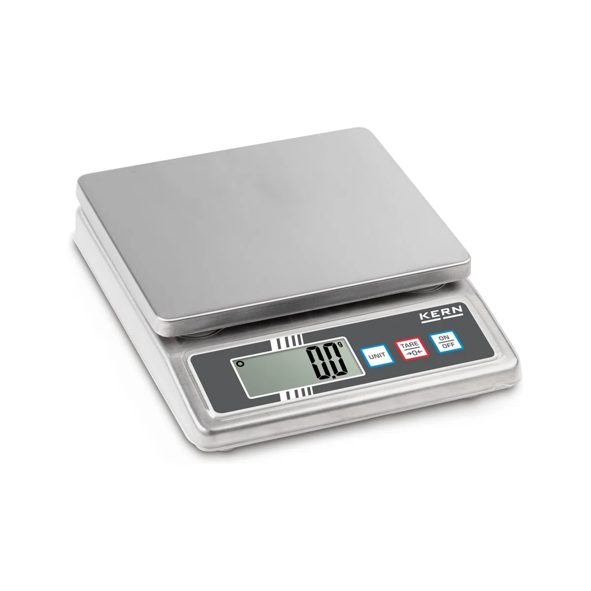 Kern & Sohn Tischwaage FOB 5K-3NS (Wägebereich: 5 kg, Ablesbarkeit: 1 g, rostfrei, glatte Oberfläche, rutschfreies Aufstellen, hohe Mobilität)