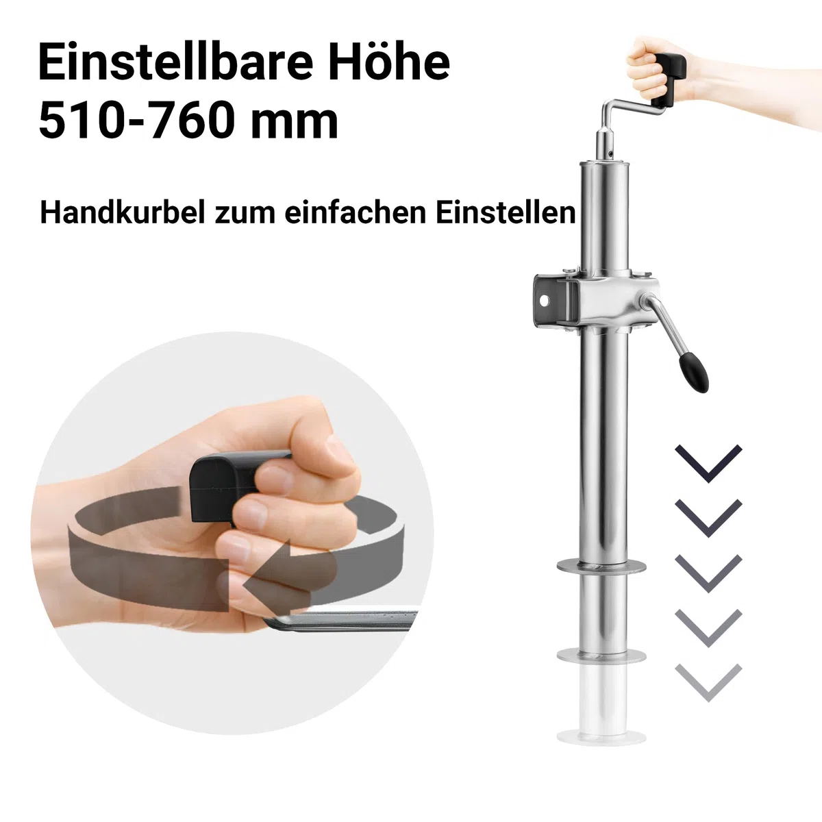 XPOtool Anhängerstütze 2 Stück, höhenverstellbar 510-760 mm, 130 x 90 x 760 mm, Abstellstütze mit 2 Klemmhaltern Ø 48 mm, Anhänger