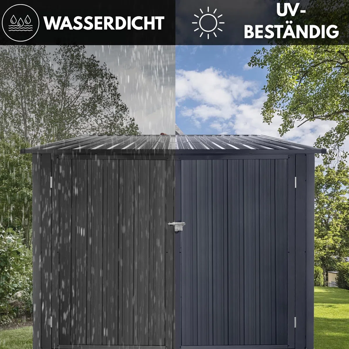 ALBATROS XXL Fahrradgarage Metall wetterfest & abschließbar, für 4 Fahrräder & E-Bikes, Fahrradbox 229x203x162 cm, Fahrradunterstand aus verzinktem Stahl RAL7016 anthrazit, Gartenbox mit Zubehör