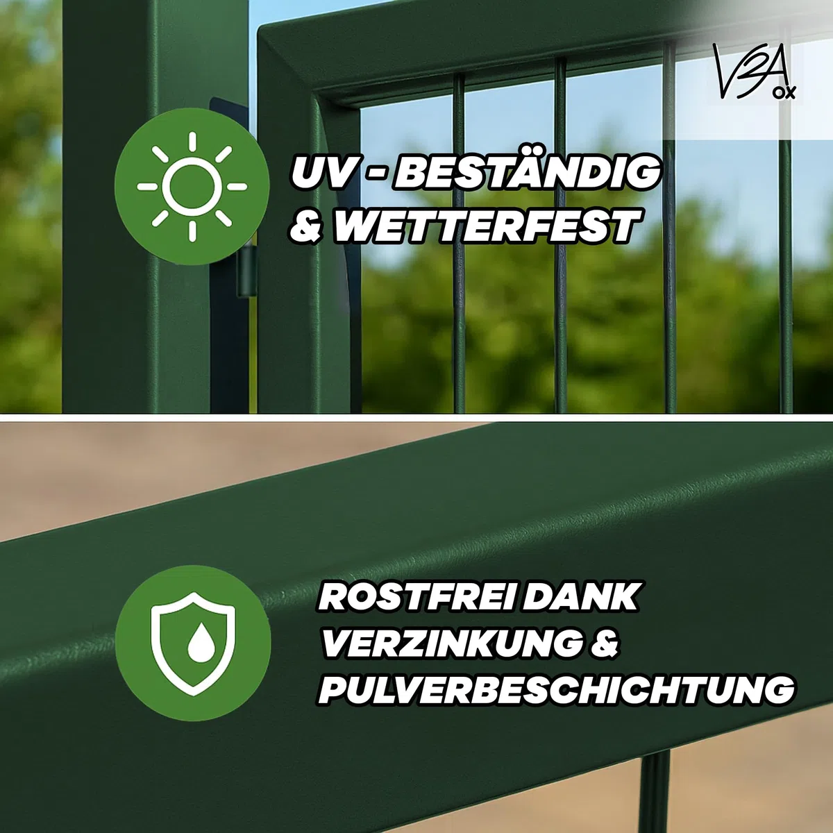 Gartentor Tor Gartenzaun Zaun 300x160 cm Doppelflügelig Gartentür aus Metall für Stabmattenzaun Abschließbar inkl. Pfosten Grün