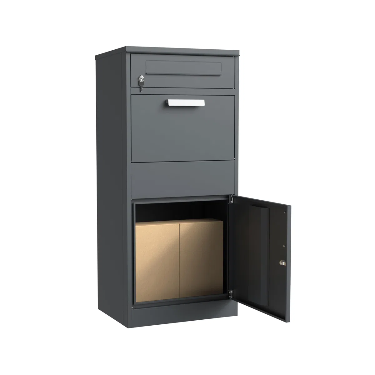 DEGAMO Paketbox Briefkasten Bremen 50x38x112cm, Stahl anthrazit RAL 7016, stehend, wasserdicht