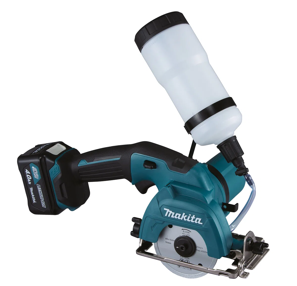 Makita Akku-Glas Fliesenschneider CC301DSMJ (10,8 V, 4,0Ah, 2 Akkus und Ladegerät im MAKPAC) + Makita B-21098 Diamant - Trennscheibe für CC300DWE