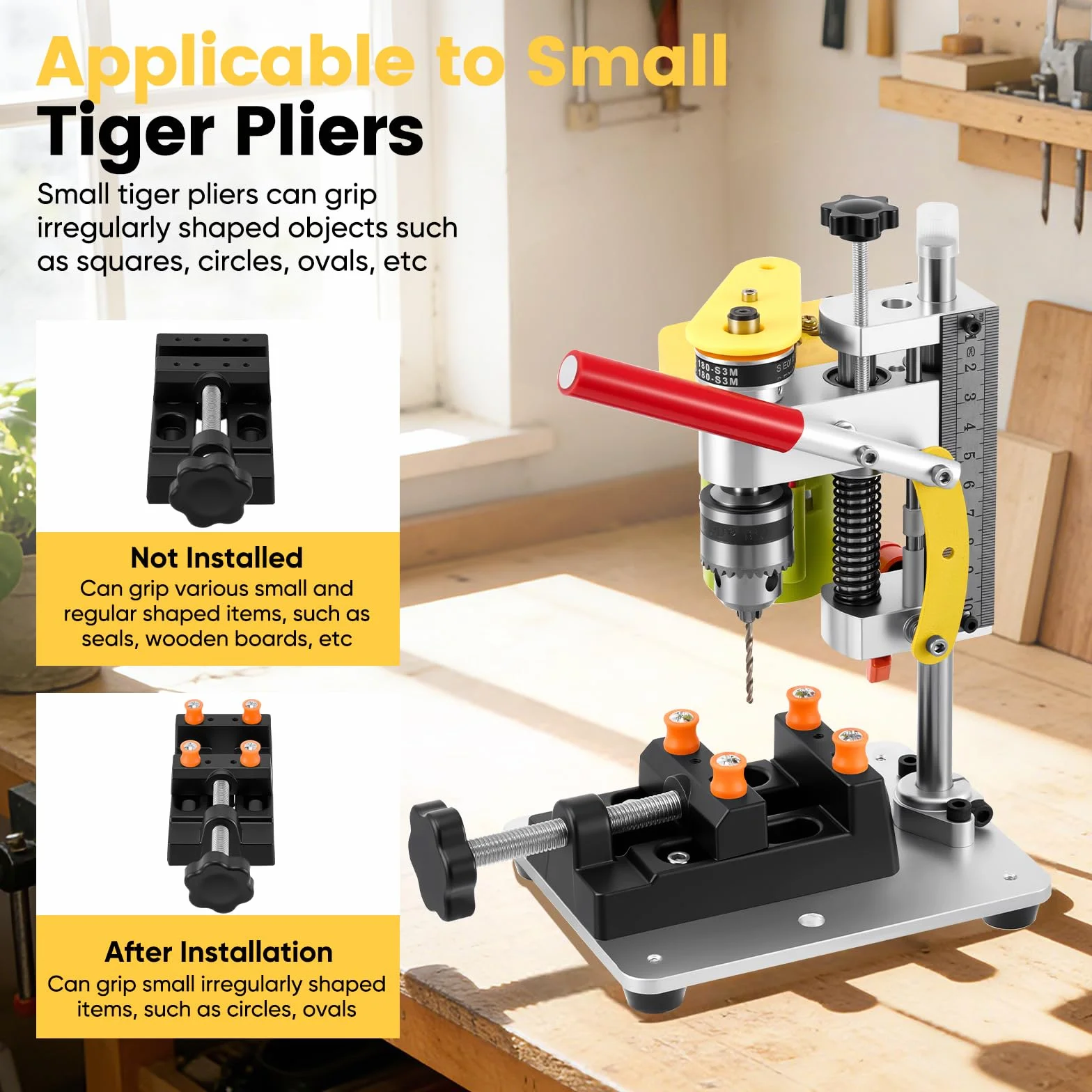 Standbohrmaschine, 4500-9000Rpm Miniatur Tischbohrmaschine mit 7 Geschwindigkeiten, Mini Tischbohrmaschine für DIY Holz, Metall und Kunststoff Electric Drill Press