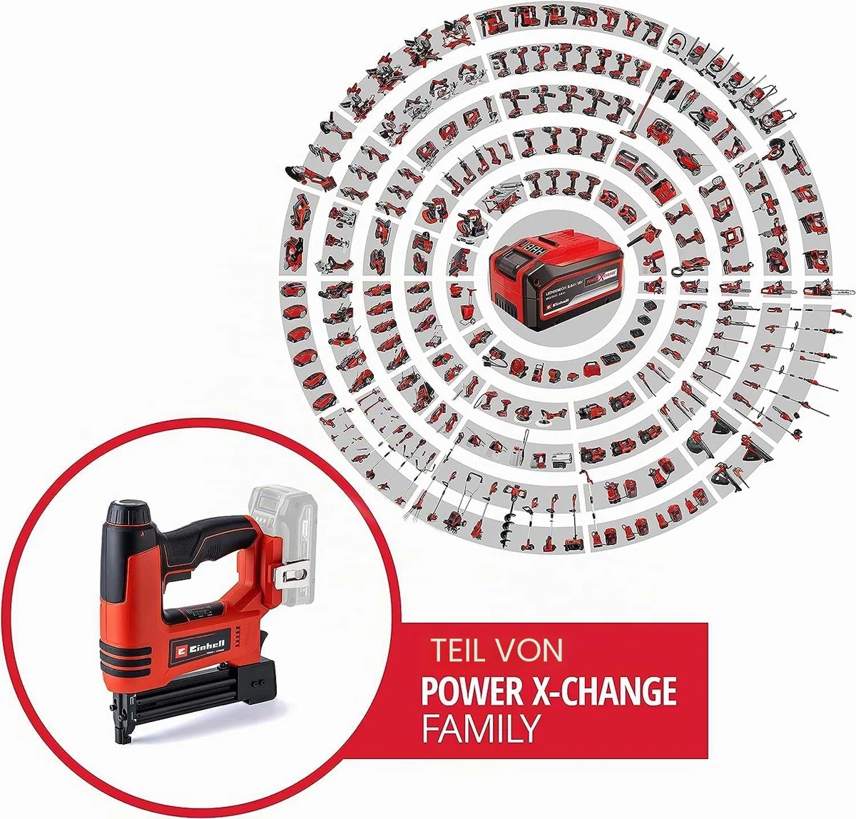 Einhell Akku-Nagler TE-CN 18 Li - Solo Power X-Change (Li-Ion, 18V, Tacker und Nagelpistole, max. 20 Schuss pro Minute, inkl. 300 Nägel und 300 Klammern, ohne Akku, ohne Ladegerät)