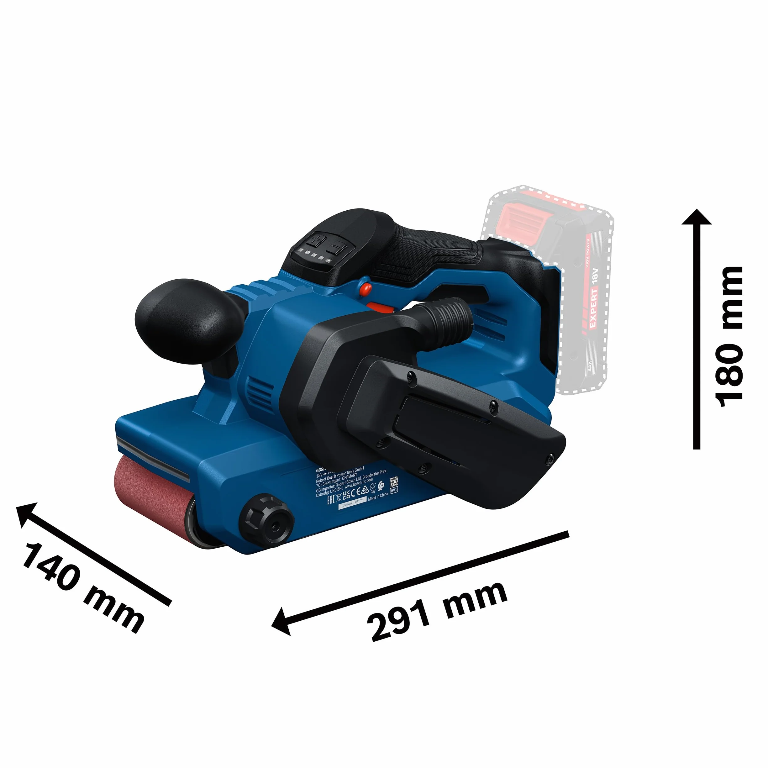 Bosch PRO 18V System Akku-Bandschleifer GBS18V-75 (inkl. 80er Gitterschleifband, Staubbeutel)
