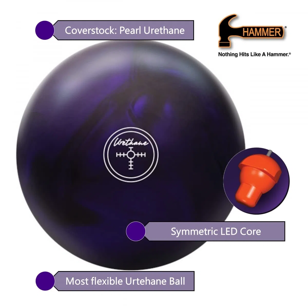 Hammer Lila Bowlingkugel Urethan 2021 Neu