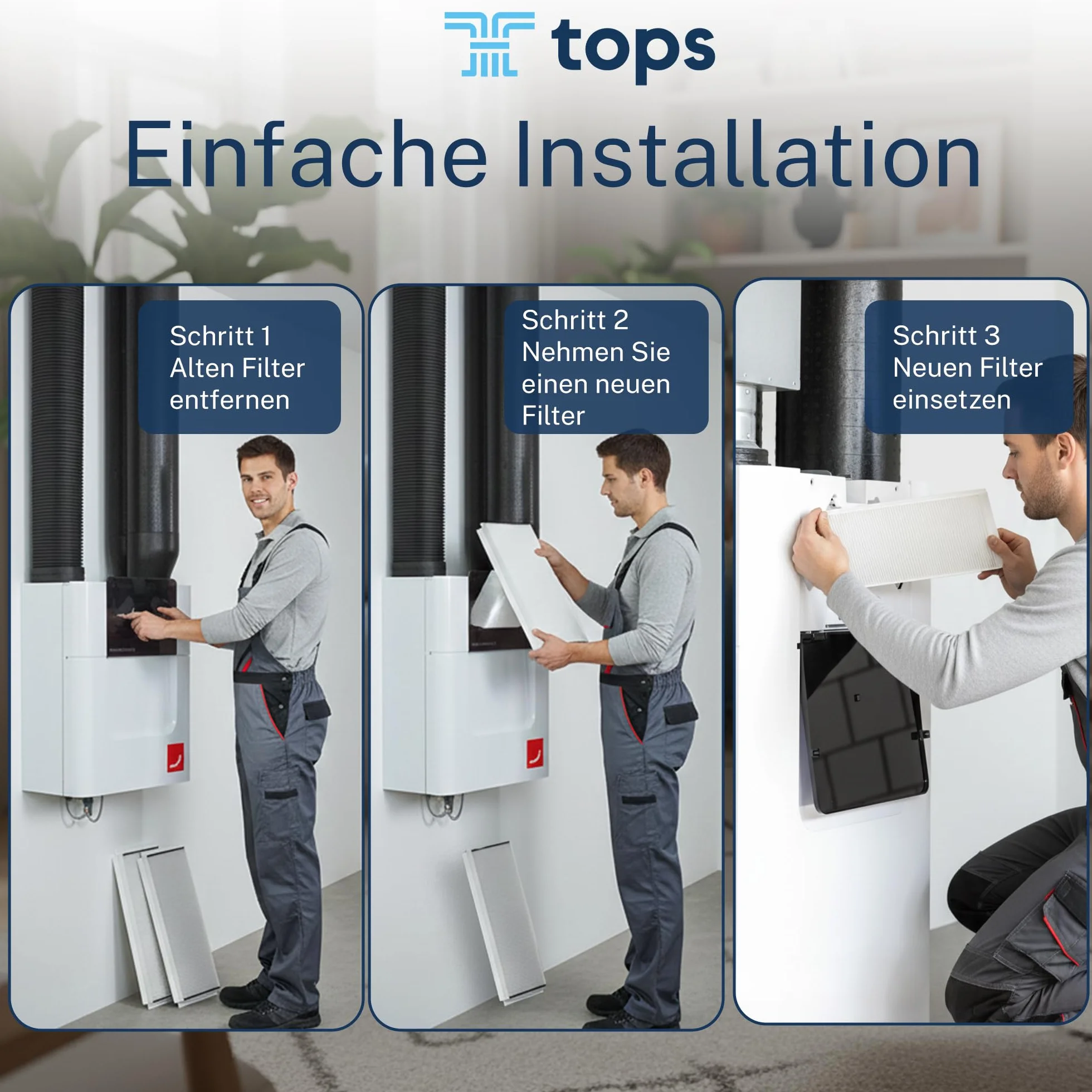 Tops Filter Für Zehnder ComfoAir Q350/450/600 | 4x Pollenfilter G4+F7 | Zehnder Filter ComfoAir Q350 | Ersetzt Original Zehnder 400502013