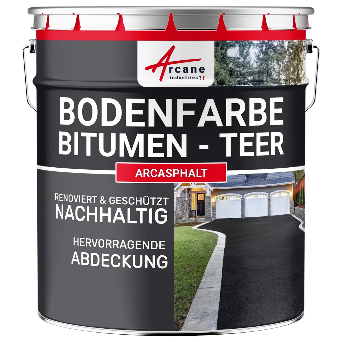 Bitumenfarbe/Teerfarbe: Harzbodenbeschichtung für Asphalt, Teer, Belag - ARCASPHALT Grau - 15 kg (bis zu 30 m² in 2 schichten)