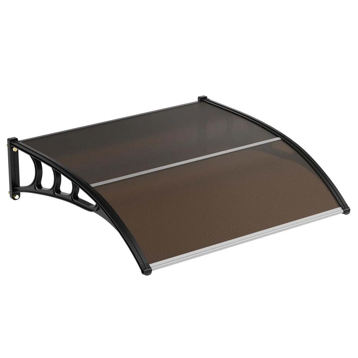 GarveeHome Vordach für Haustür 150 x 100 cm, Überdachung Haustür aus Aluminium und Polycarbonat, Transparentes Pultbogenvordach, Pultvordach mit Mittelstange