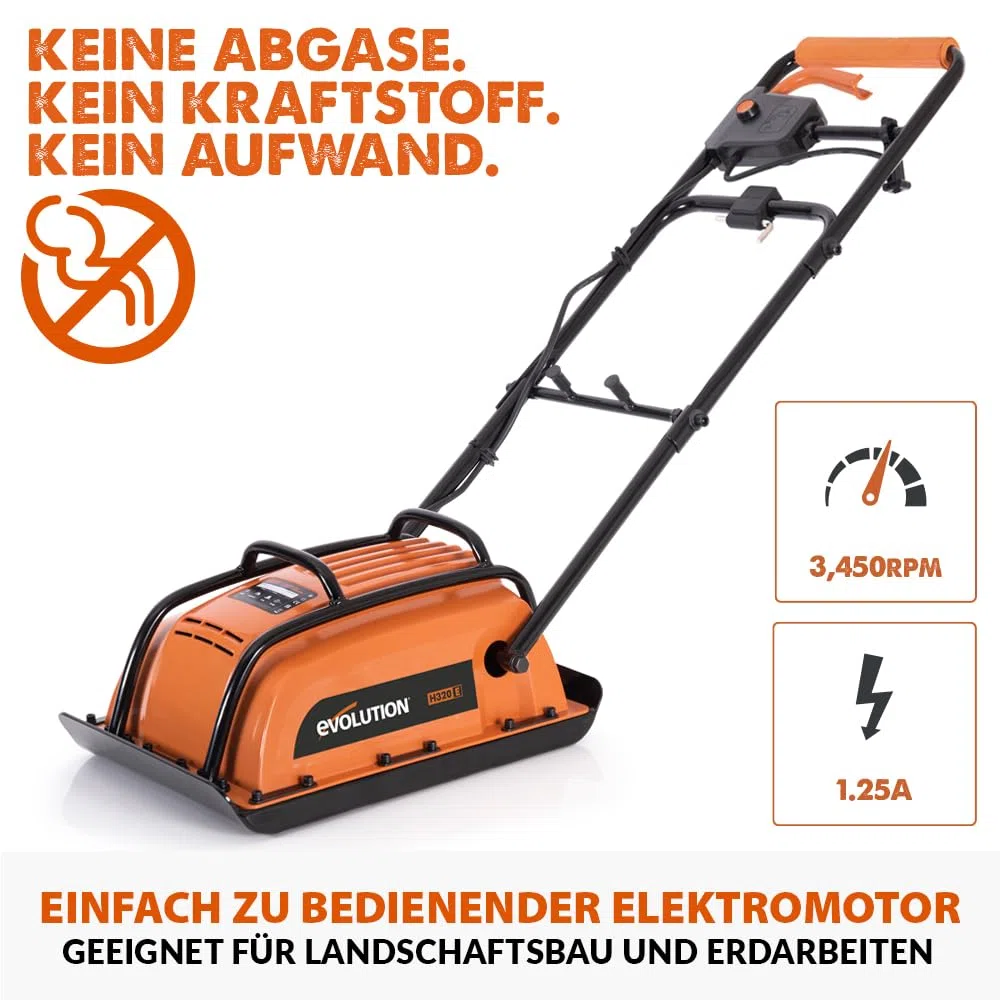 Evolution Power Tools H320-E Hulk Elektro Elektrisch Vibrationsstampfer, Rüttler, rüttelplatte - Ideal zum Nivellieren von Gehwegen, Vorbereiten von Kunstrasenflächen, Terrassen, Blockarbeiten, Sand