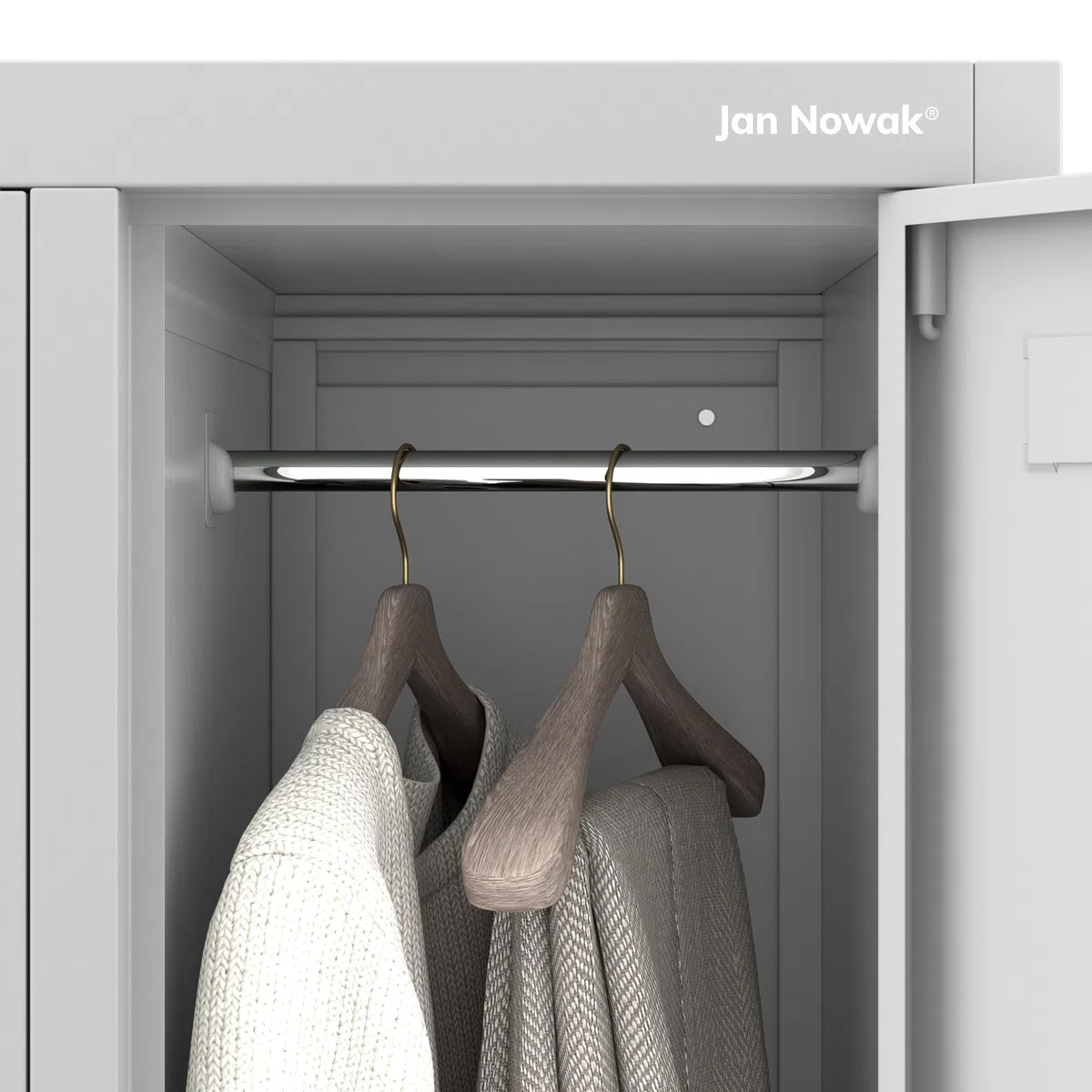 Jan Nowak Spind Metall Schliessfachschrank 4 Fächer Metallschrank abschliessbar 56 x 172 x 45 cm Sozialschrank mit Belueftung Kleiderstange Personalspind