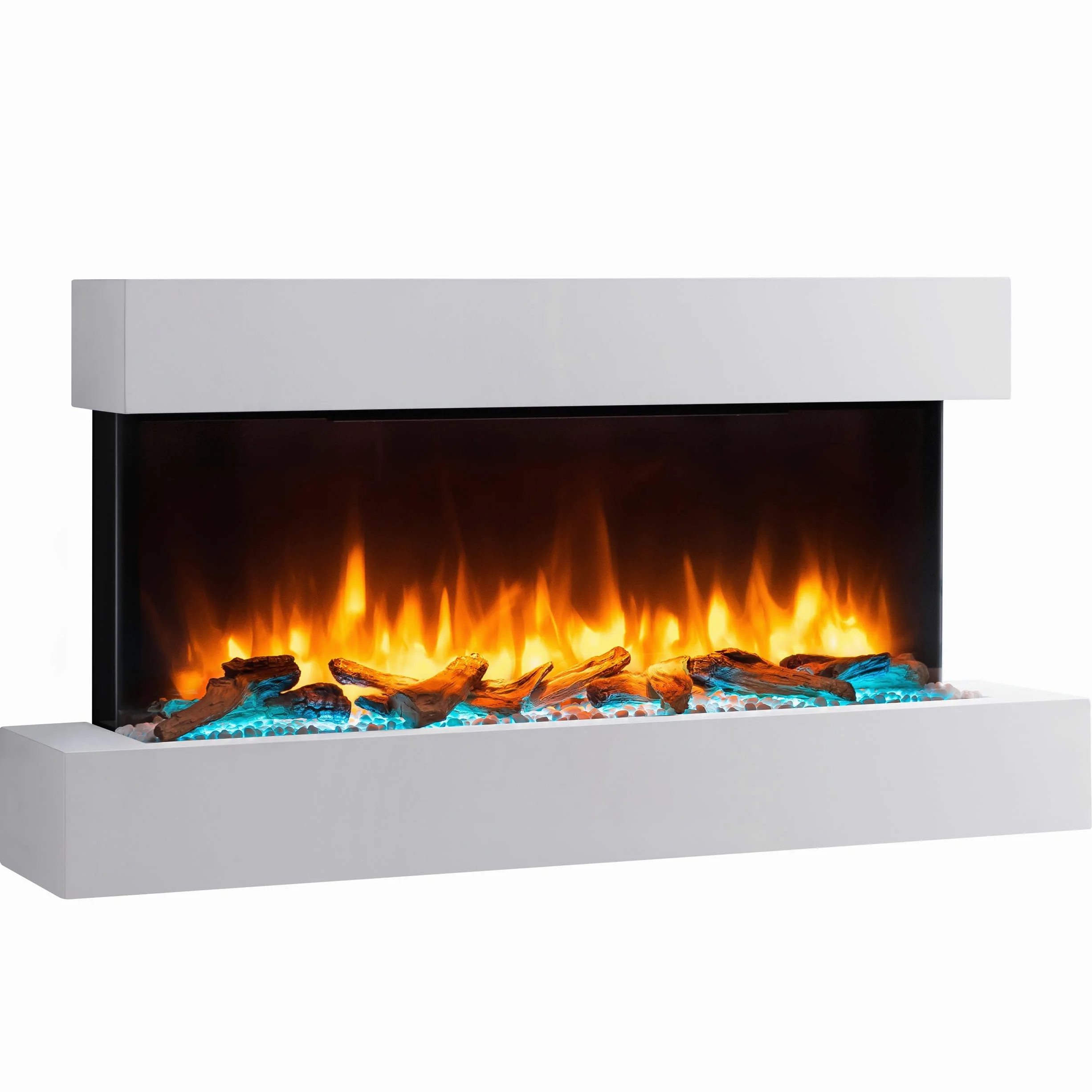 BALDERIA Ignis - Elektrischer Wandkamin mit Heizung und LED Flammeneffekt, Weiss