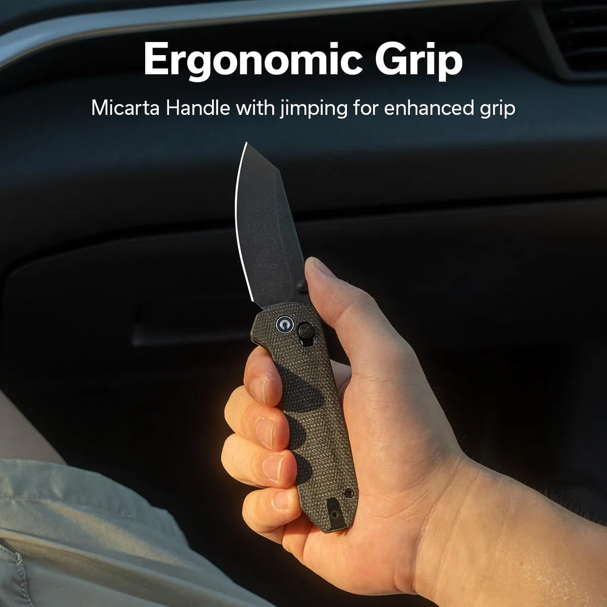 CIVIVI Yonder Taschenmesser Klappmesser 7,31 cm 14C28N Micarta Griff Outdoor-Messer Clip Dunkelgrün