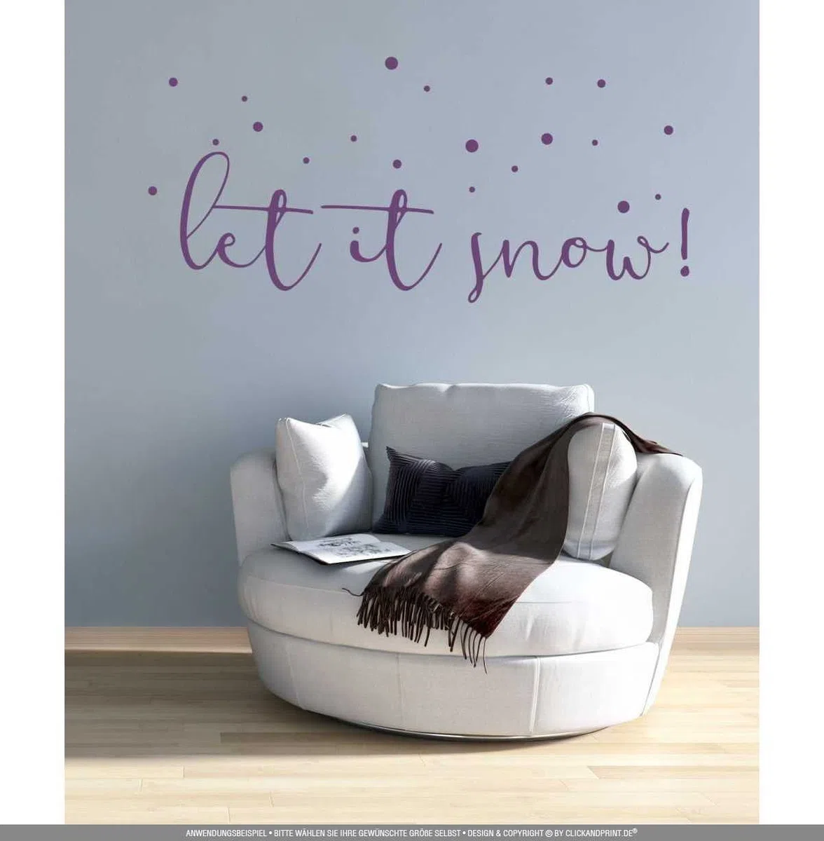 Aufkleber » Let it snow, 230x104,6cm, Violett • Wandtattoo / Wandaufkleber / Wandsticker / Wanddeko / Vinyl
