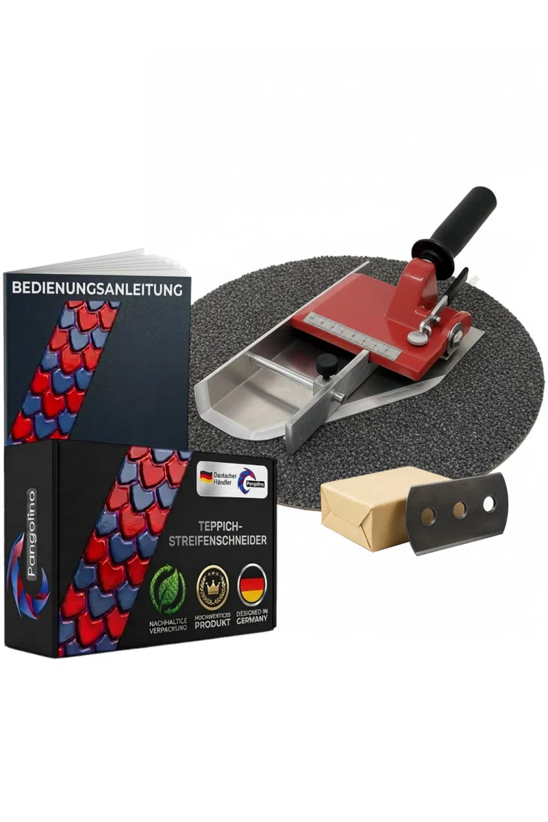 Pangolino Teppichstreifenschneider 45–100 mm | Profi Teppichschneider inkl. 10 Ersatzklingen | Stufenlos einstellbar | Präzises Zuschneiden von Teppichboden, Sockelleisten & Bodenbelägen