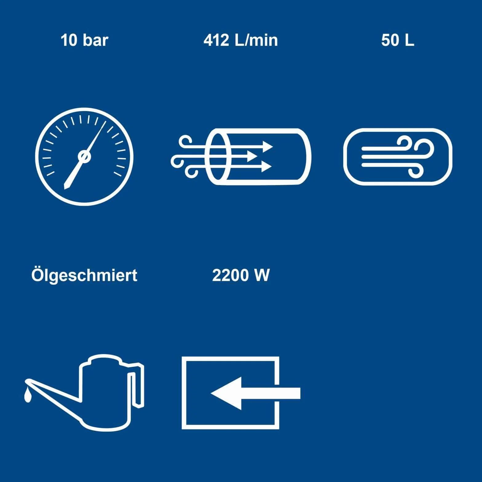 Scheppach Druckluft Kompressor HC53DC | 2200W Leistung | 50L Kessel | 10bar Druck | Ansaugleistung 412 L/min | Druckminderer, ölgeschmiert, Doppelzylinder