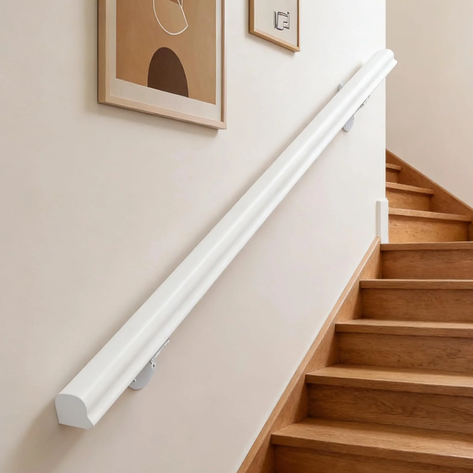 Handläufe für Treppen 30-600cm Holzhandlauf mit Halterungen, Rutschfeste Treppengeländer Stützstange, Gegen die Wand ältere Menschen und Kinder Loft Grab Bar Kit für Indoor Hospital Home (C, 150cm)