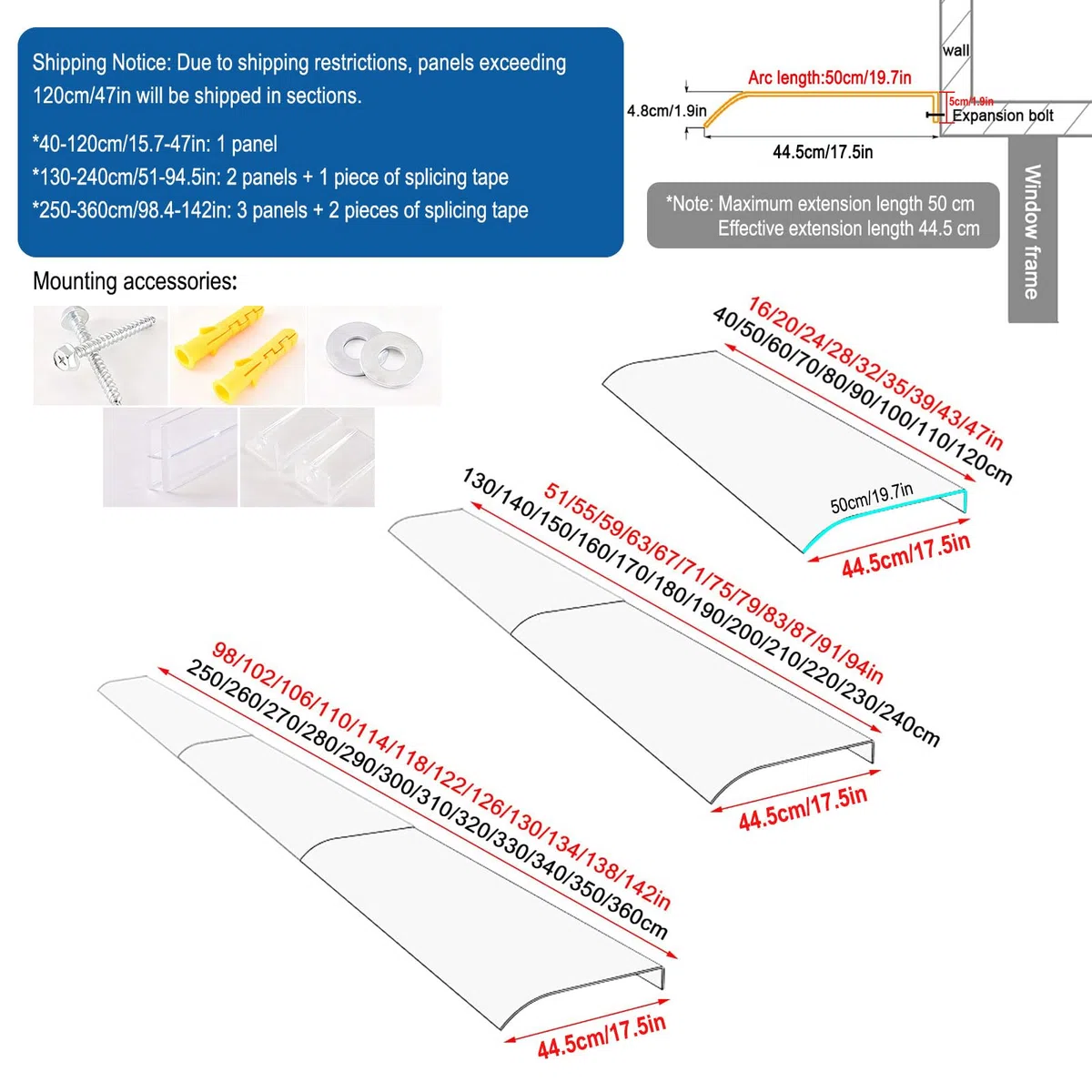 Vordach für Haustür Polycarbonat Überdachung - Türüberdachung Transparentes mit Regenschutz, Erweiterbares Canopy System für Terrasse und Eingangsbereich