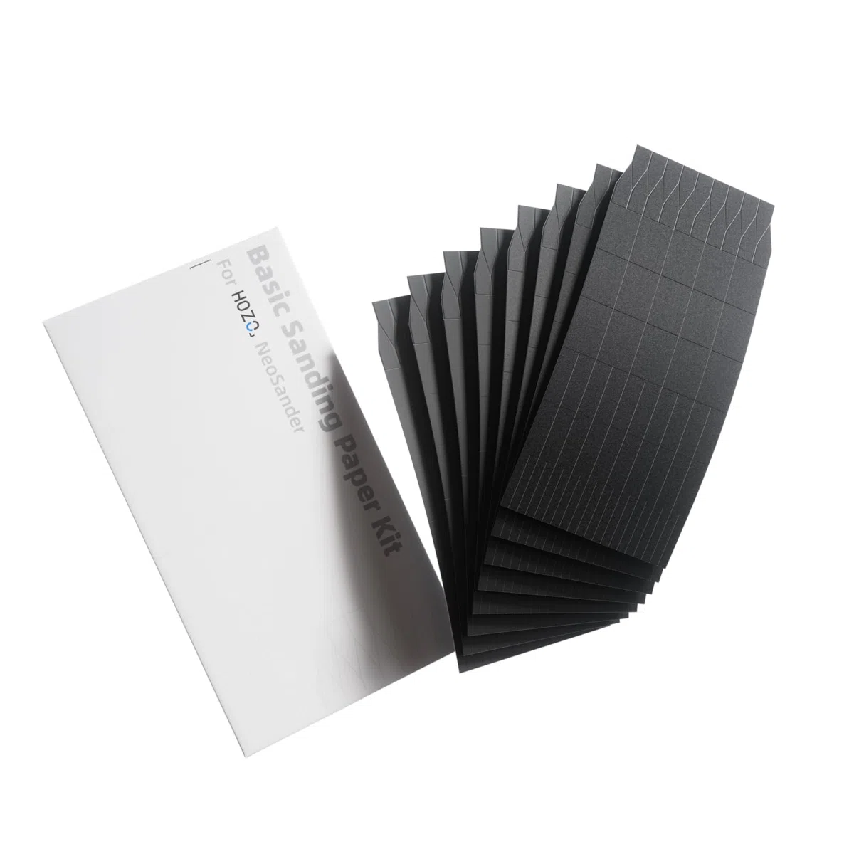 HOZO NeoSander Basic Schleifpapier-Set, 8 Körnungen (#180–#1500), nass geeignet, wiederverwendbar, rückstandsfreier Kleberücken, Starter-Set zum Formen, Schleifen & Feinschleifen/Polieren