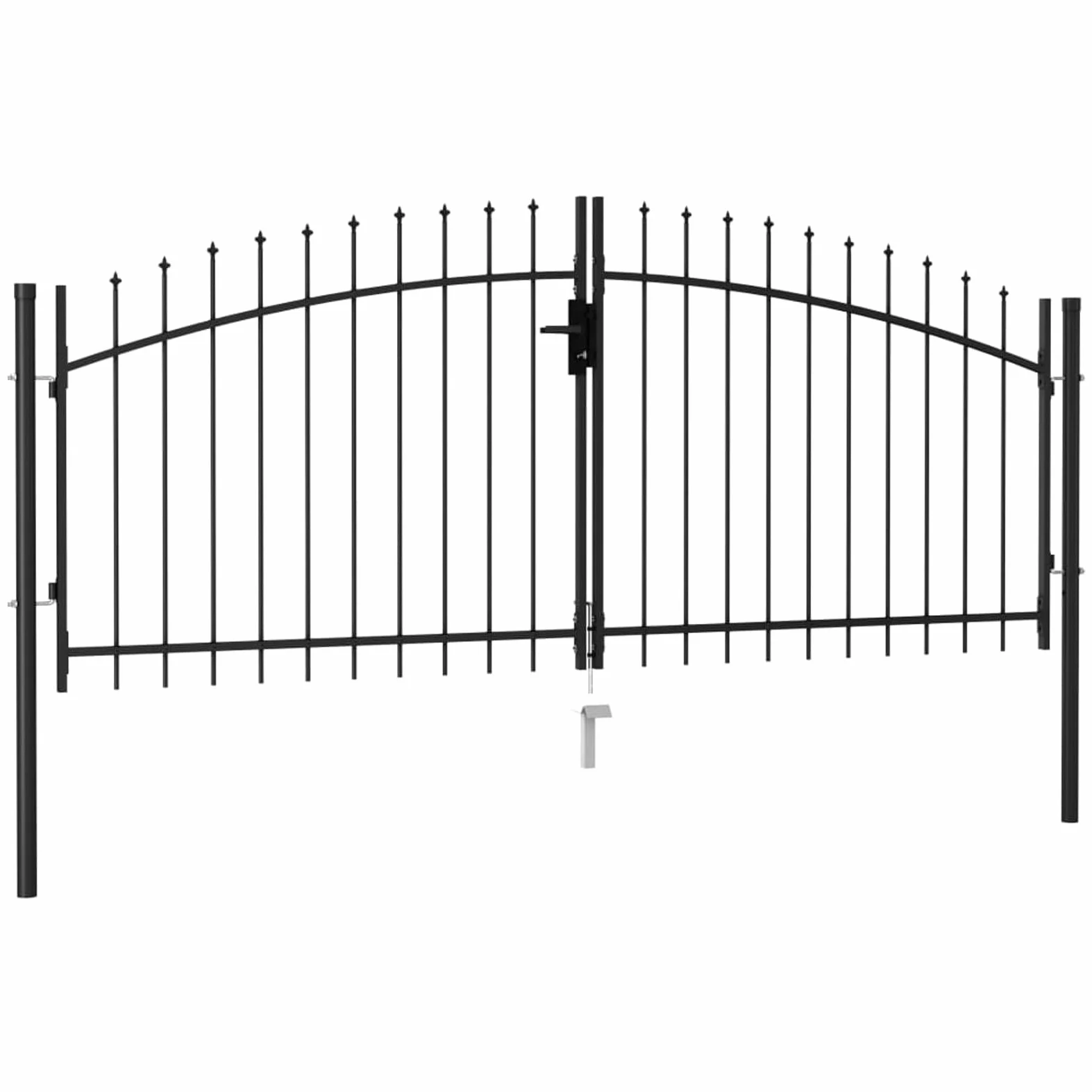 IKAYAA Doppeltor Einfahrtstor Hoftor Tor doppelflügeltor Gartentor Metall Zauntor Gartentür mit Schloss und 3 Schlüsseln-300 x 125 cm