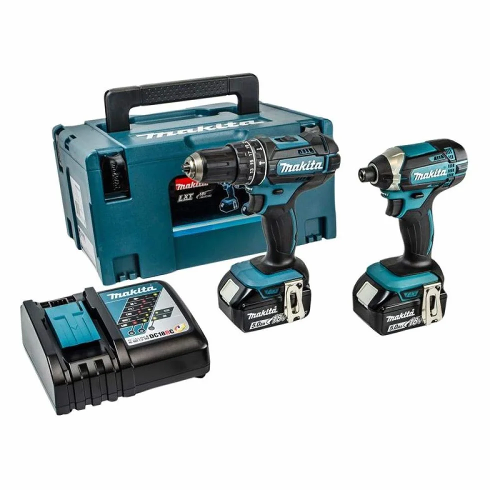 Makita DLX2131TJ Akku-Kombo-Kit 18V (DHP482Z + DTD152Z) 18V / 5,0 Ah, 2 Akkus + Ladegerät im MAKPAC