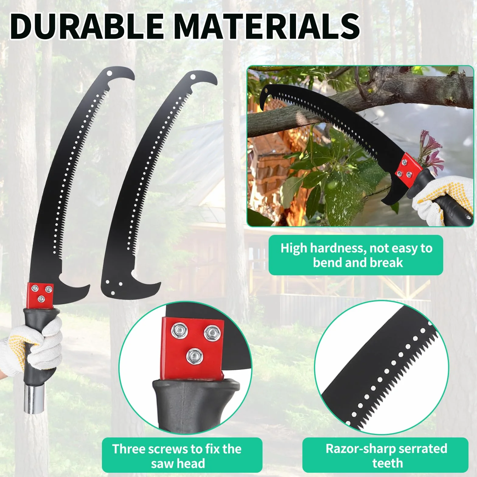 SWAWIS Astsäge mit Teleskopstiel 8M Hochentaster Astsäge Baumsäge Teleskop Hochentaster Manuell Einstellbare Länge Teleskopsäge mit Tragetasche, Schneidet Sauber und Schnell für Hohe Äste