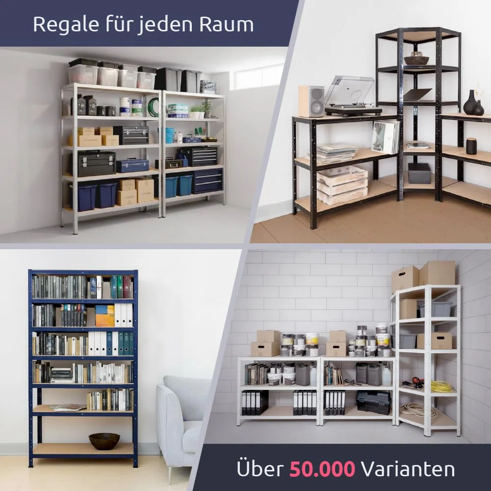 shelfplaza Home 200x60x30 cm Schwerlastregal in verzinkt mit 6 Böden und 145 kg Traglast pro Boden