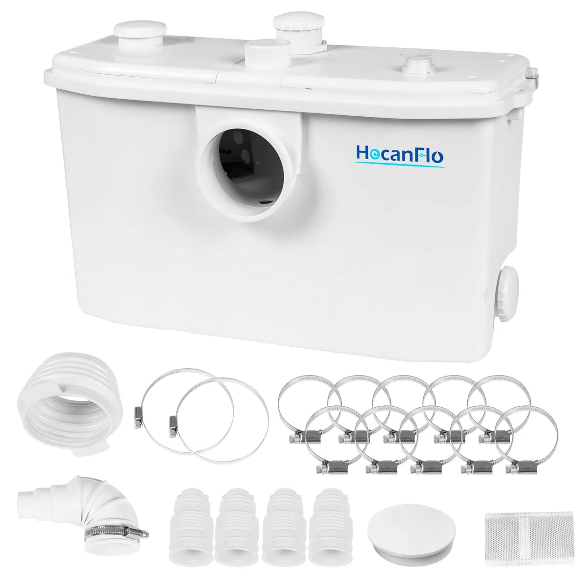 Bomba de agua FLO750W Schmutzwasser Fäkalien Hebeanlage Kleinhebeanlage für WC Toiletten, Dusche, Waschbecken, Waschmaschine, Spülmaschinen, Abnehmbare inspektionsplatte 4 Eingänge, 2 Ausgänge
