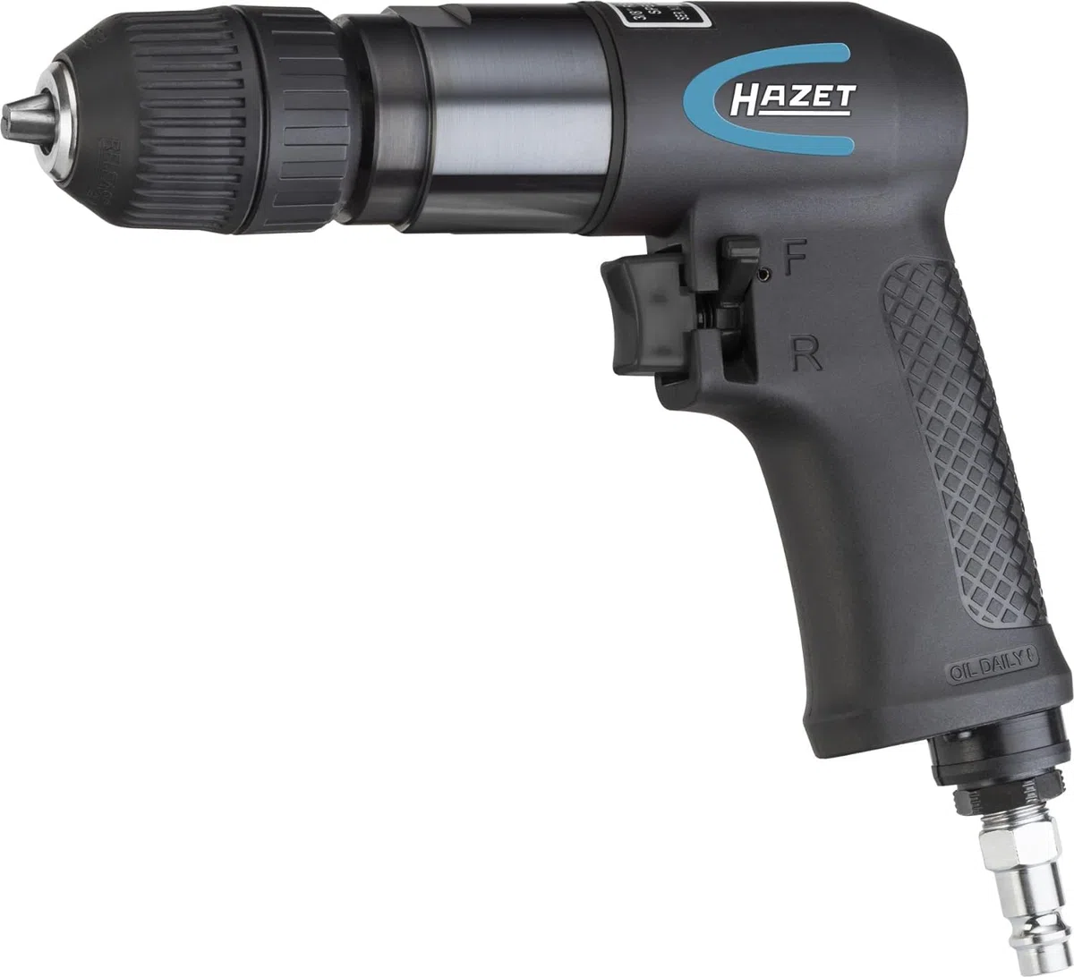 HAZET Bohrmaschine 9030N-1, Abluftführung durch den Handgriff nach unten | Länge 195 mm, Breite 42 mm, Höhe 157 mm, Betriebsdruck 6.3 bar, 1000 g, Schalldruckpegel 88.7 dB(A) Lp A, 2000 U/min
