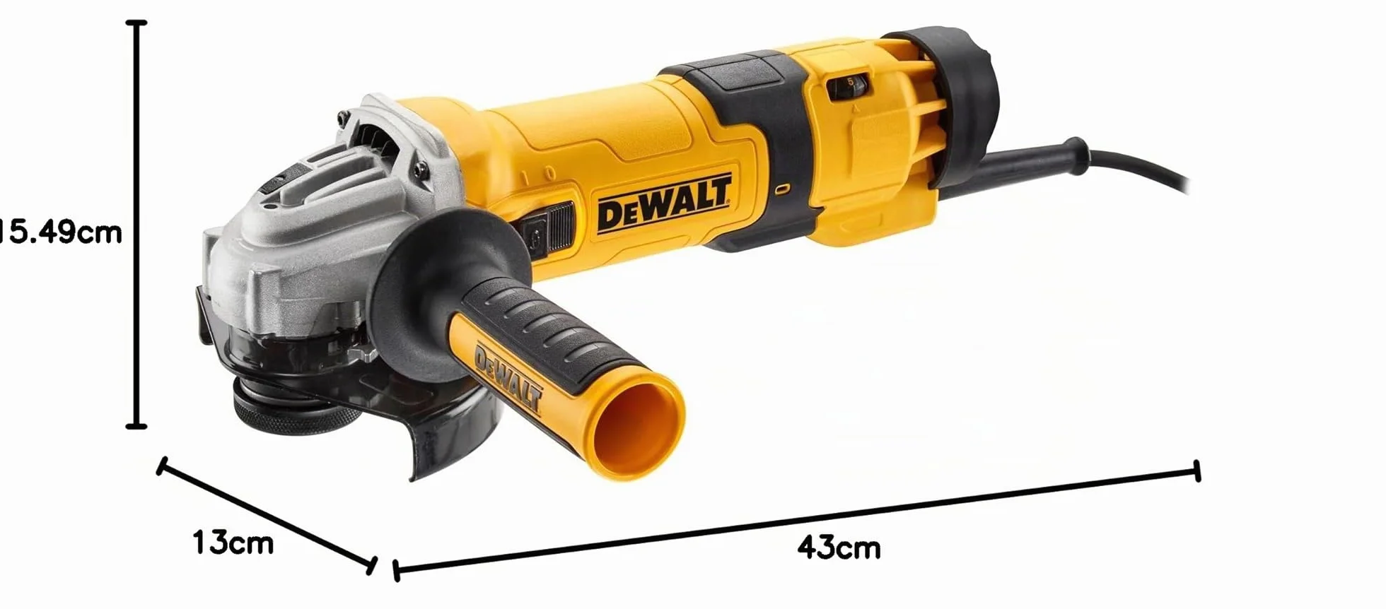 Dewalt 125 mm Winkelschleifer DWE4257 (1.500 Watt, Epoxidharz geschützte Motorwicklung, Wiederanlaufschutz, Sanftanlauf, Überlastschutz, Drehzahlvorwahl, elektronische Kupplung, M14 Spindel)